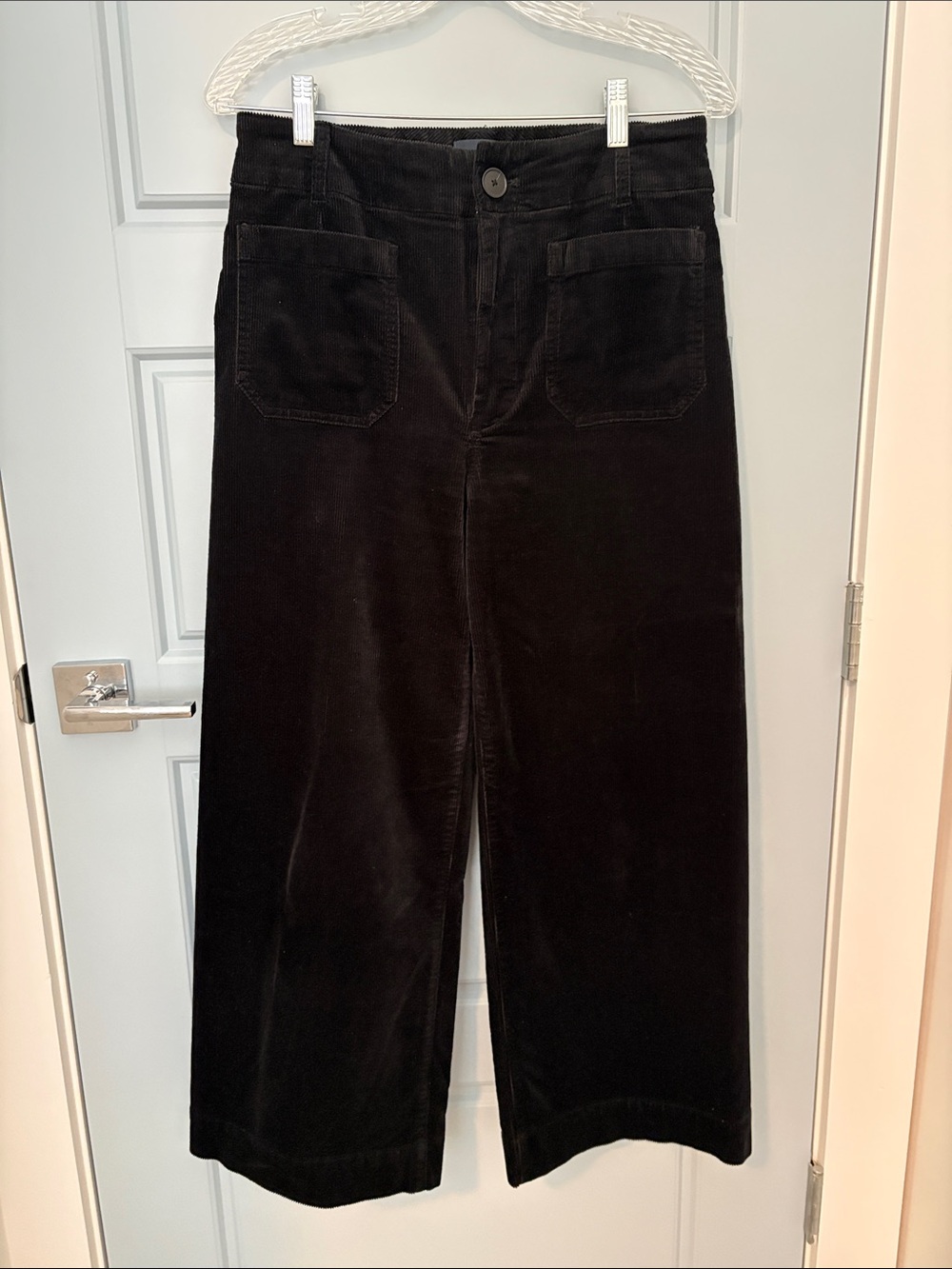 Maeve The Colette Wide-Leg Cropped Corduroy Pants - Black